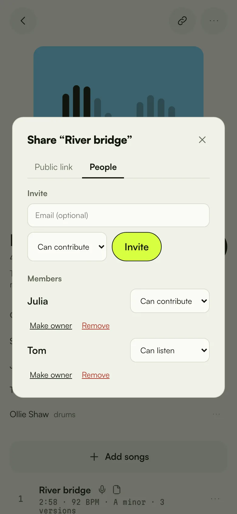 The people on a project: who can listen, who can contribute, and the invite