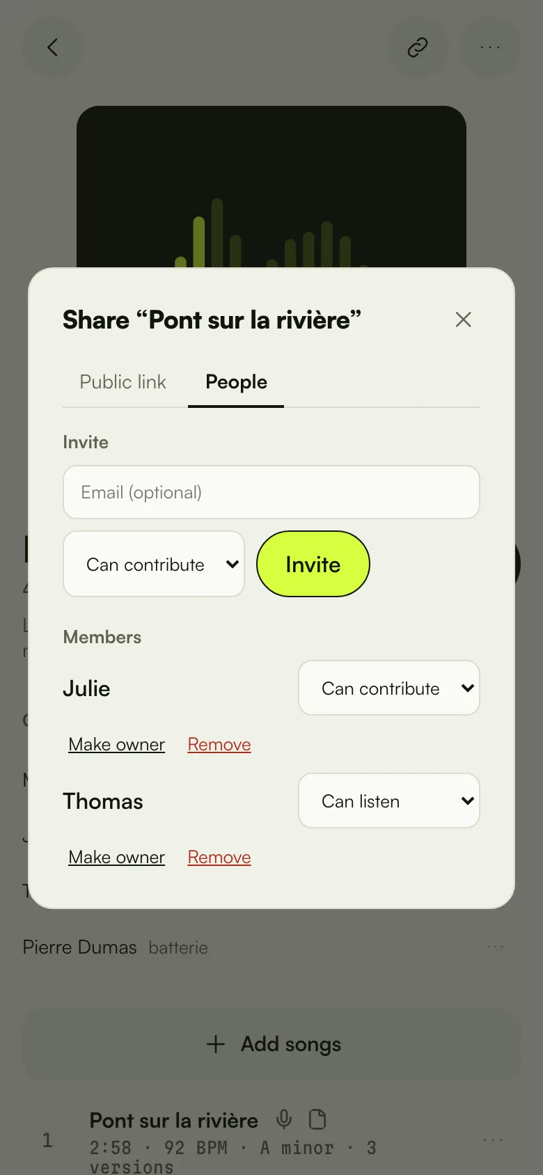 Les personnes d'un projet : qui peut écouter, qui contribue, et l'invitation